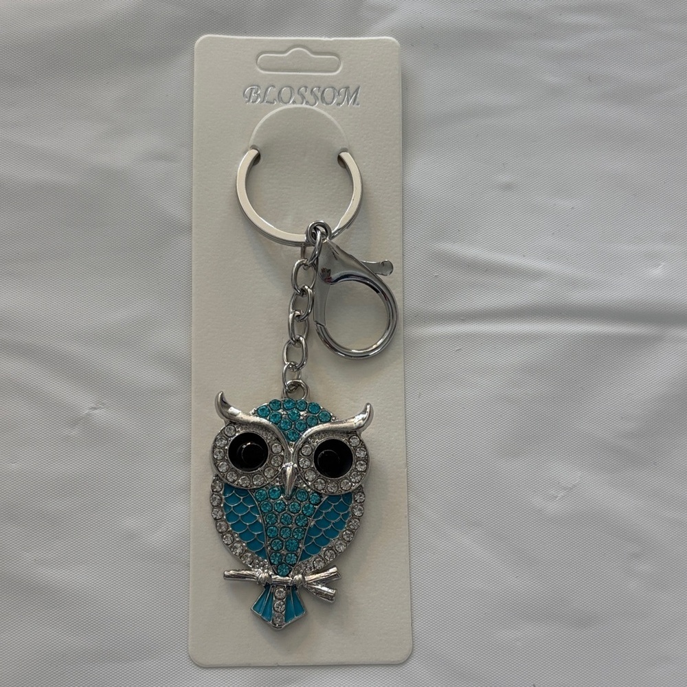 Silver and Teal Owl Keychain/Bag Charm
